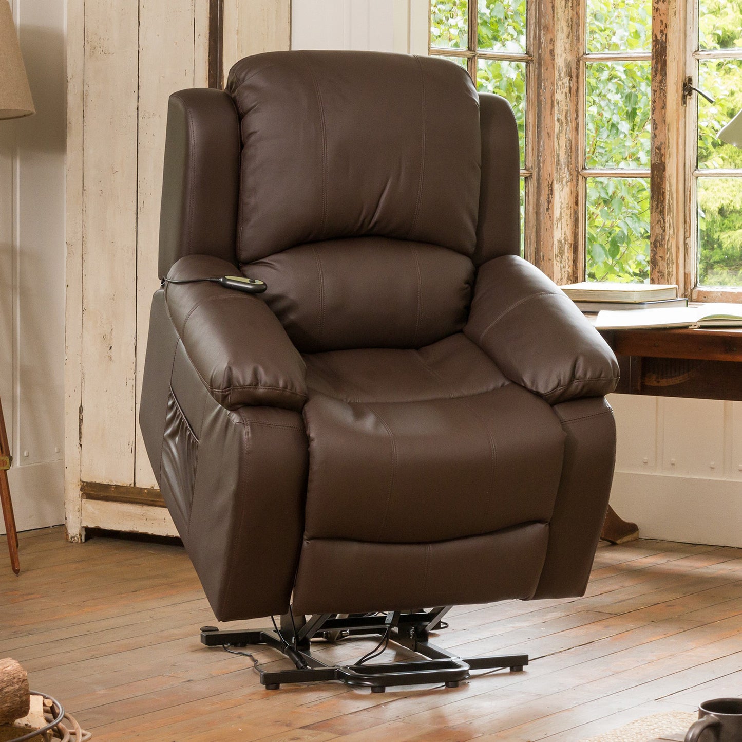 Emsworth electric riser recliner with massage and heat