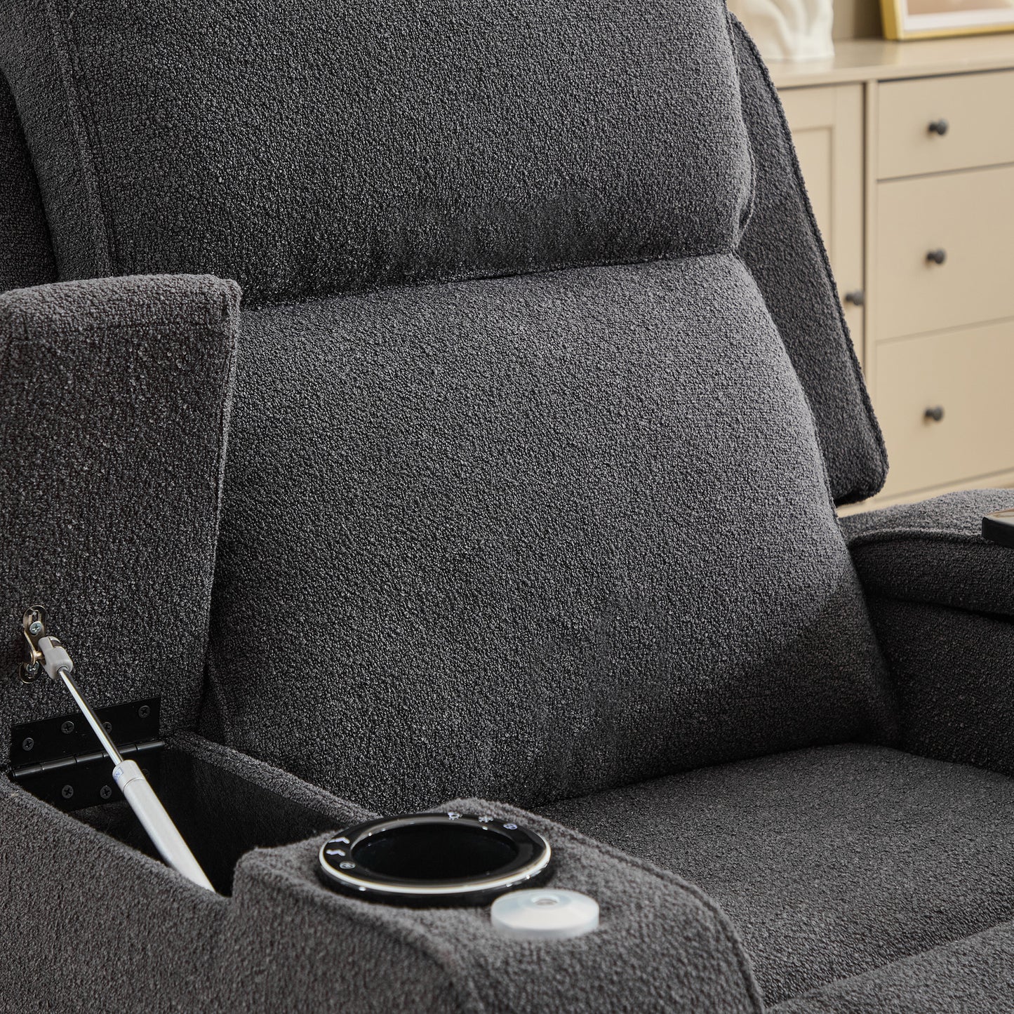 Kimble Electric Riser Recliner with Massage, Heat, Cooling Cup Holder, Storage + Table