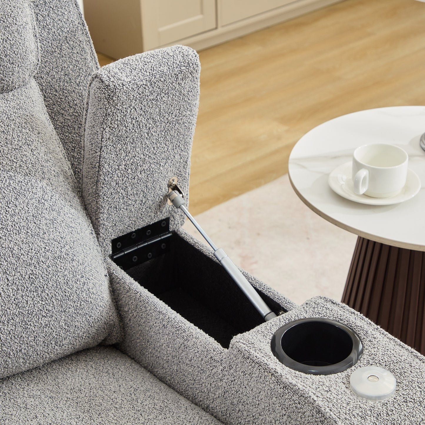 Kimble Electric Riser Recliner with Massage, Heat, Cooling Cup Holder, Storage + Table