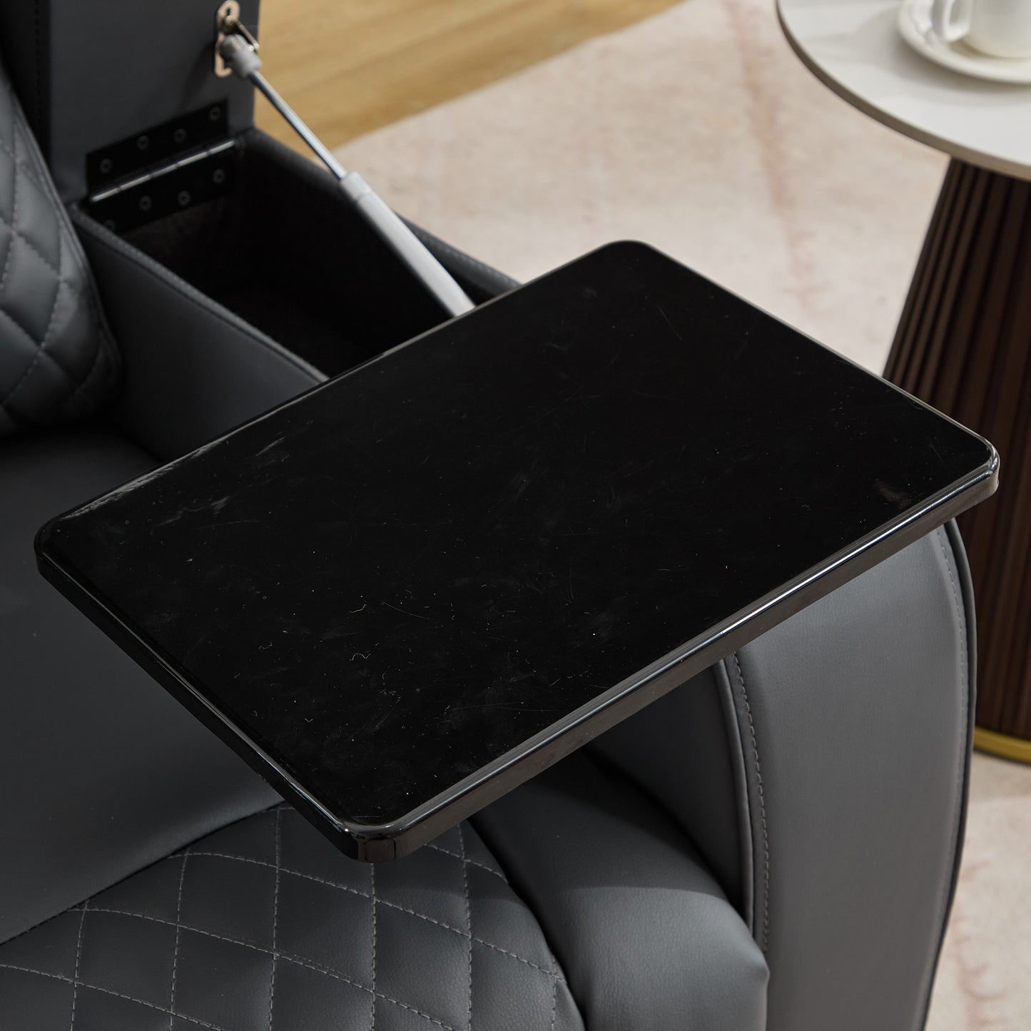 Bancroft Electric Riser Recliner with Massage, Heat, Cooling Cup Holder, Storage + Table