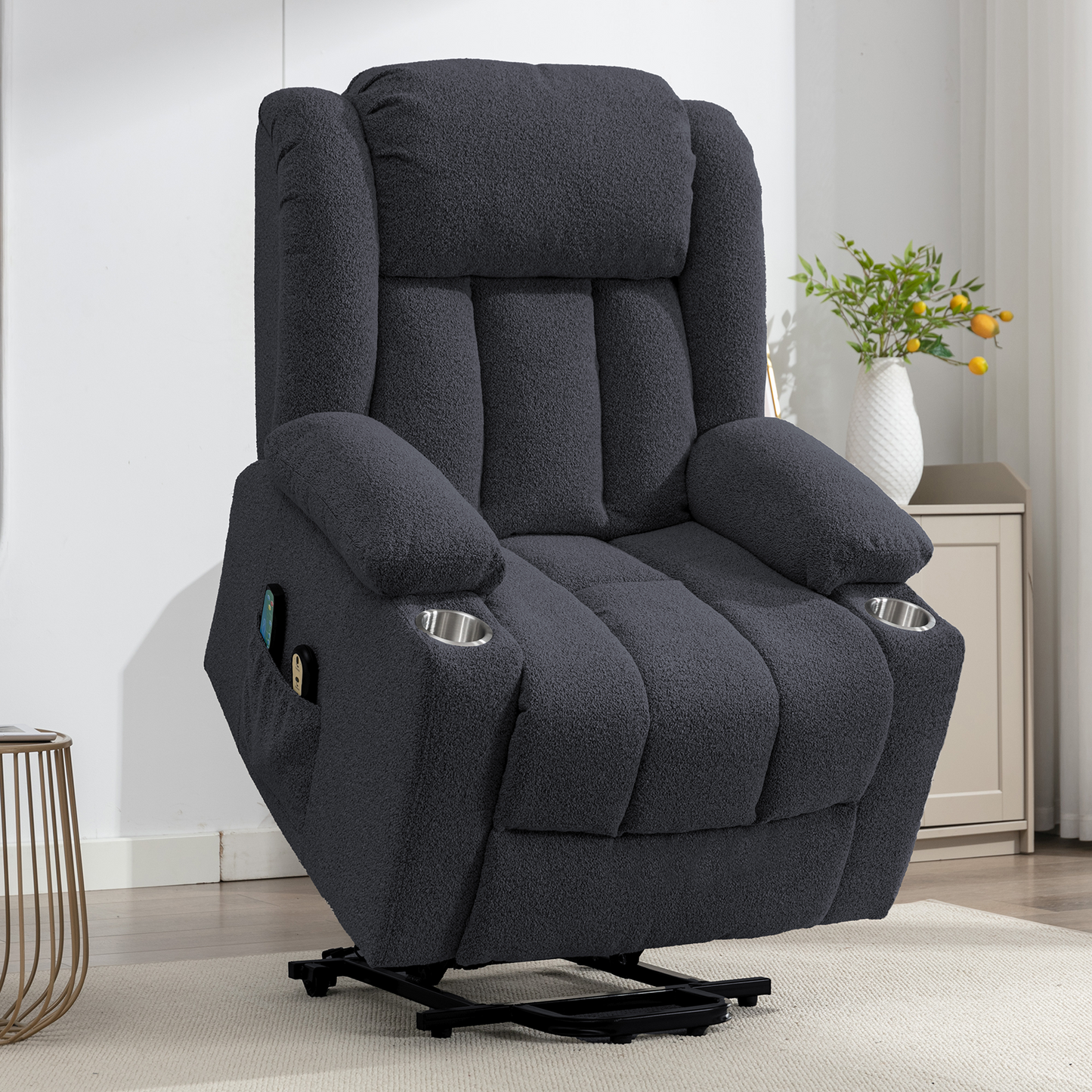 Sedgeford electric riser recliner with massage and heat