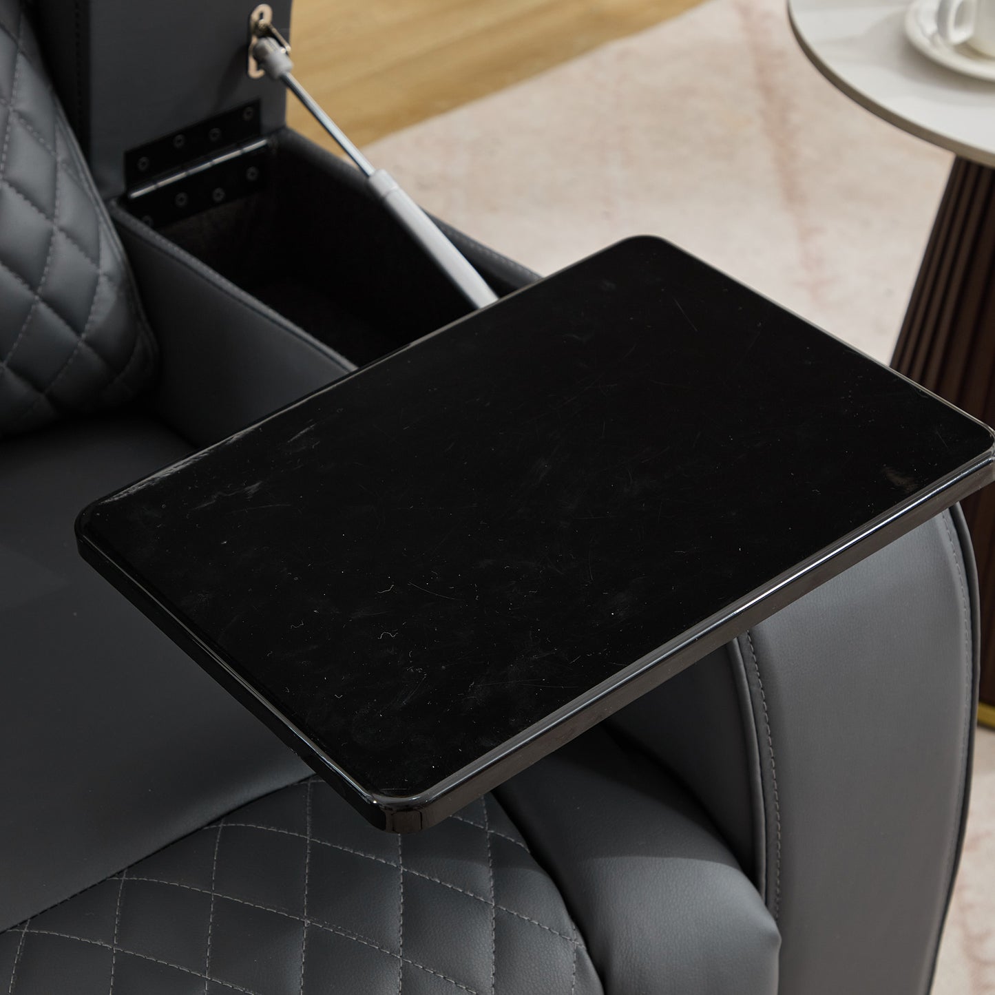 Bancroft Electric Riser Recliner with Massage, Heat, Cooling Cup Holder, Storage + Table